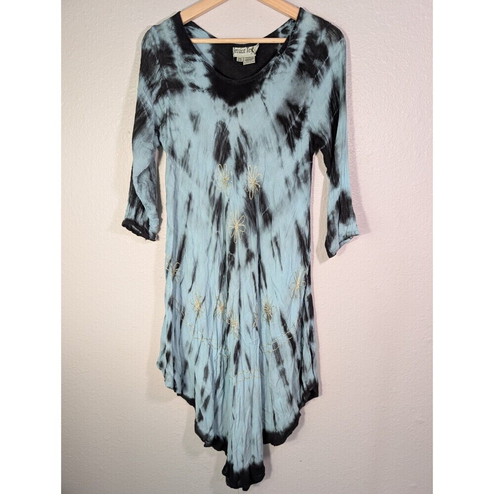 Jessica Taylor Blue Tie‎ Dye Dress S M Asymmetrical